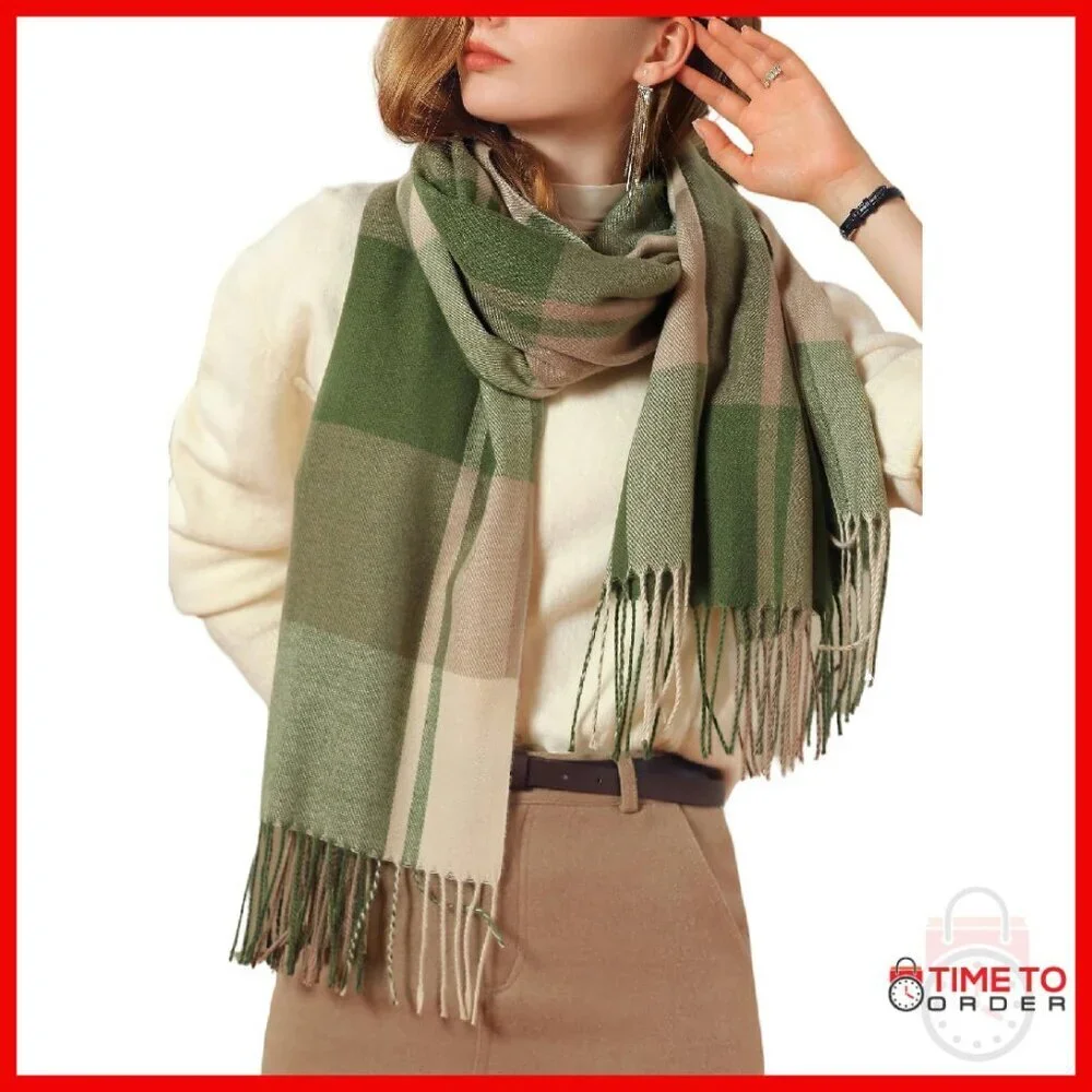 Extra Long Cashmere-Like Knit Shawl Scarf with Tassels - 71